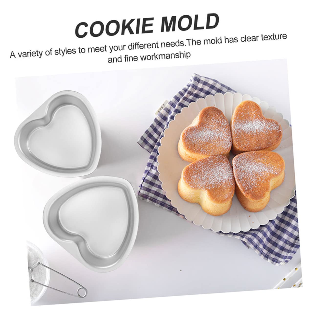 TOPBATHY Moules à Gâteaux Antiadhésifs Forme Cœur en Alliage D'aluminium Argentés 2pcs sans Bavures pour Cuisson et Pâtisserie Artisanale