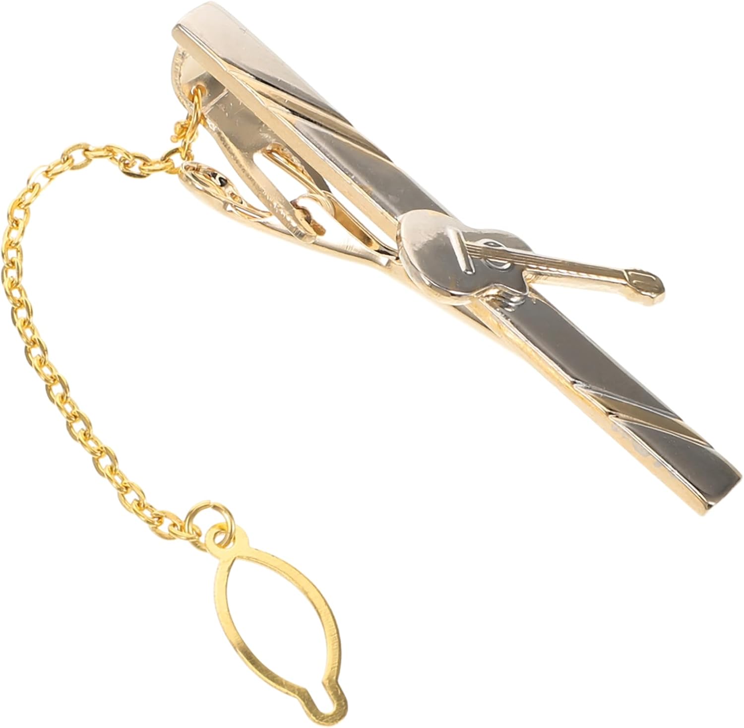 OUNONA Guitar Saxophone Tie Clip Silver for Men Women Musicians Teachers Decorative