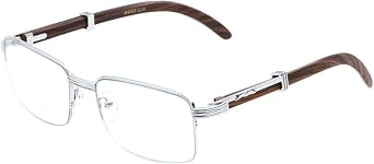 FLAWLESS EYEWEAR Elite WOOD Art Nouveau VINTAGE Semi Rimless Style Gangster RICH Frame EyeGlasses