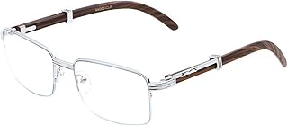Elite WOOD Art Nouveau VINTAGE Semi Rimless Style Gangster RICH Frame EyeGlasses