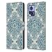 Head Case Designs Officially Licensed Micklyn Le Feuvre Diamond Doodle in Teal and Tuquoise Floral Patterns Leather Book Wallet Case Cover Compatible with Motorola Edge 30 Neo 5G
