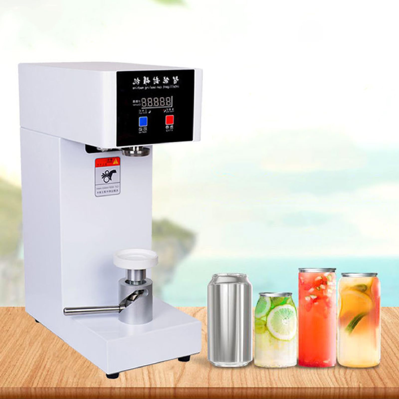 IUokLU 180W Can Seamer Aluminum Can Sealer, Commercial Electric Plastic Aluminum Cup Sealer Machine, 5Pcs/Min Can Sealer-White-220 (White 220)