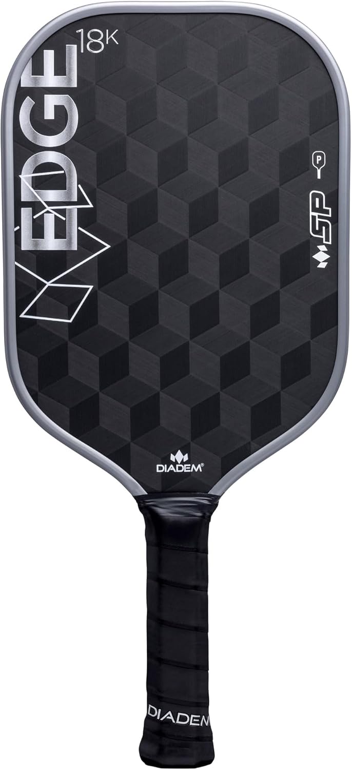 Diadem Edge 18K SP Pickleball Paddle | Raw 18K Carbon Face for Max Spin & Speed, Thin 14mm Core for Lightning Fast Hands, Power and Precision Control, Elite Touch | Pro Performance Paddle