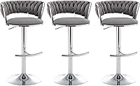 Vista 92 de Gold Velvet Bar Stools Set of 4, Counter Height Barstools with Low Back, Swivel Bar Stool for Kitchen Island, Pub (Grey)