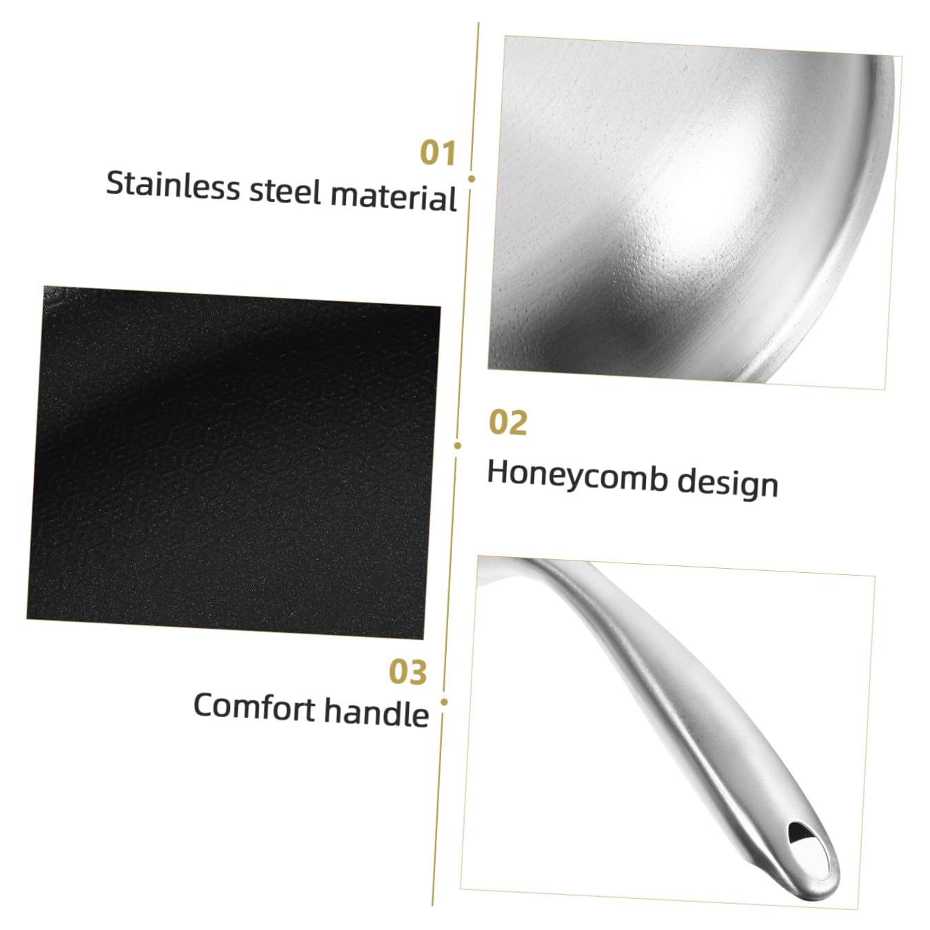 BESPORTBLE Padella in Acciaio Inox 28 CM Manico Ergonomico e Struttura a Nido d'Ape per Uso Quotidiano in Cucina Gas, Elettrica e Induzione