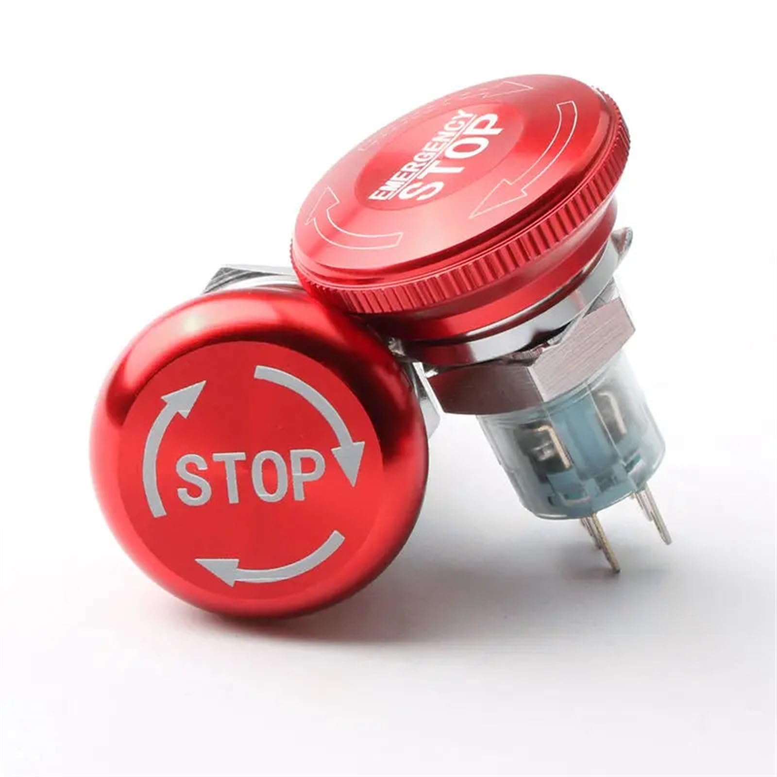 16mm/19mm/22mm Waterproof Metal Emergency Stop Push Button Switch Stainless Steel Aluminum Plastic Mushroom Knob Switch 1NO 1NC (Color : Beige, Size : 19MM_1NO 1NC)