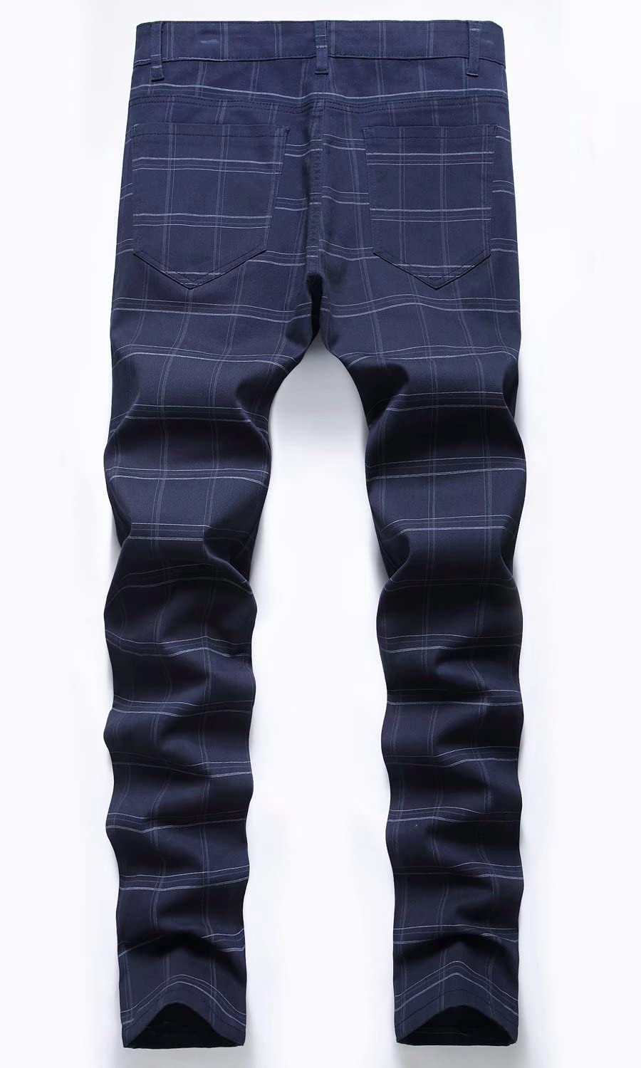 HENGAO Pantaloni Chino da Uomo a Quadri, vestibilità Dritta