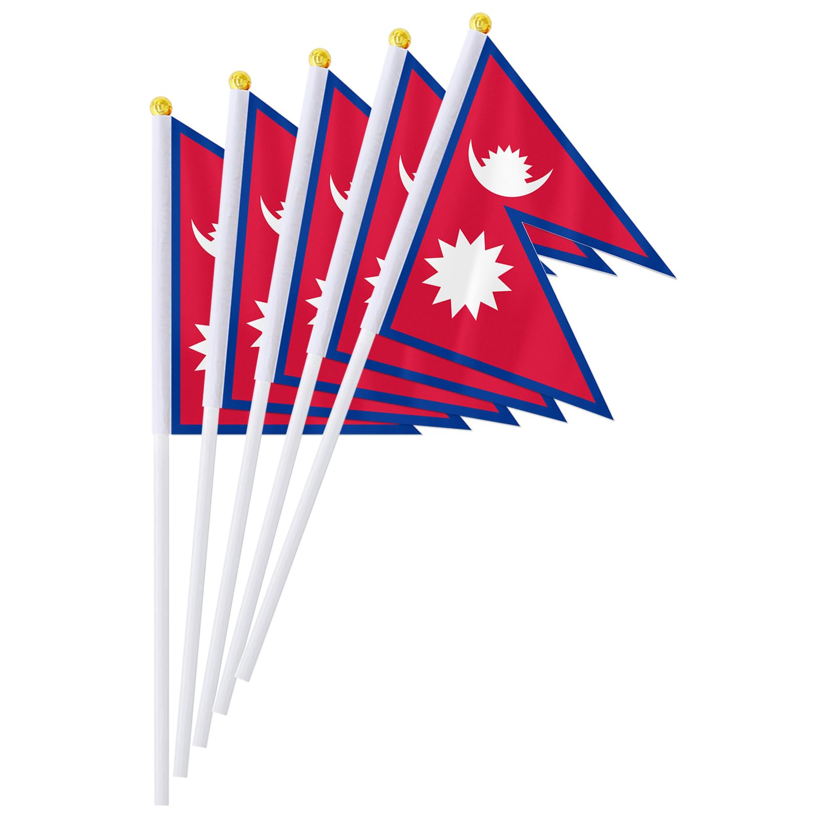 PTEROSAUR 100 Pack Nepal Handheld Flag, 5.5x8.2 Inch Nepalese National Small Flags, World Asian Countries Nepal Hand Held Stick Waving Flag (100)