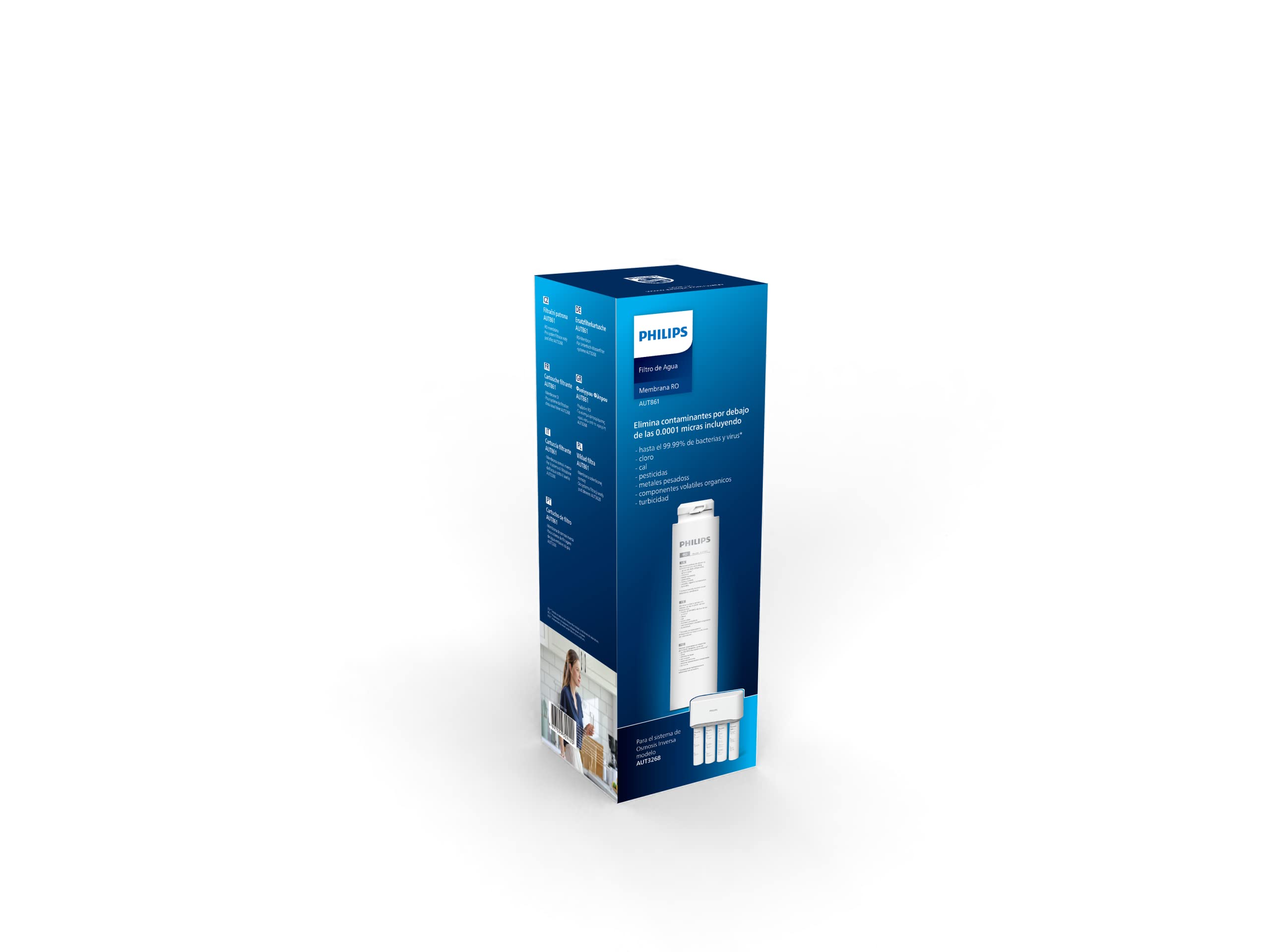 Philips Water - AUT861 - Membrana 75 GPD para sistema Osmosis Inversa AUT3268, Elimina de forma efectiva contamites por debajo de 0,0001 um, Duracion hasta 3 años