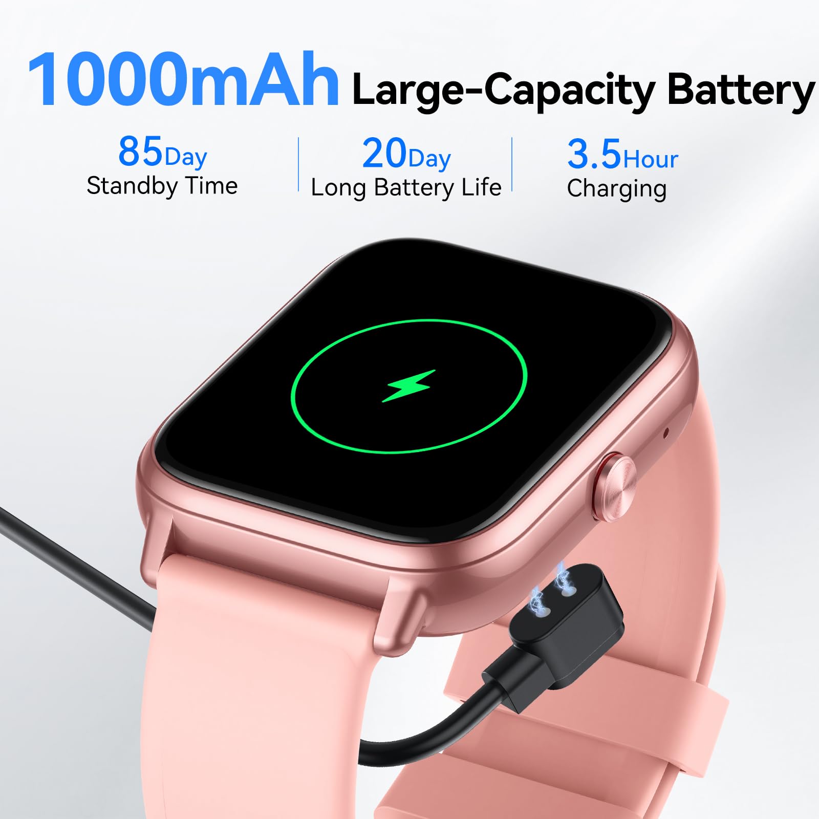 Smartwatch Uomo Donna, 1.83"HD Orologio con Chiamate Bluetooth, 110+ Modalità Sportive, Fitness Tracker con Batteria da 1000mAh, Autonomia 20 Giorni, Impermeabile IP68 Smartwatch per Android/iOS