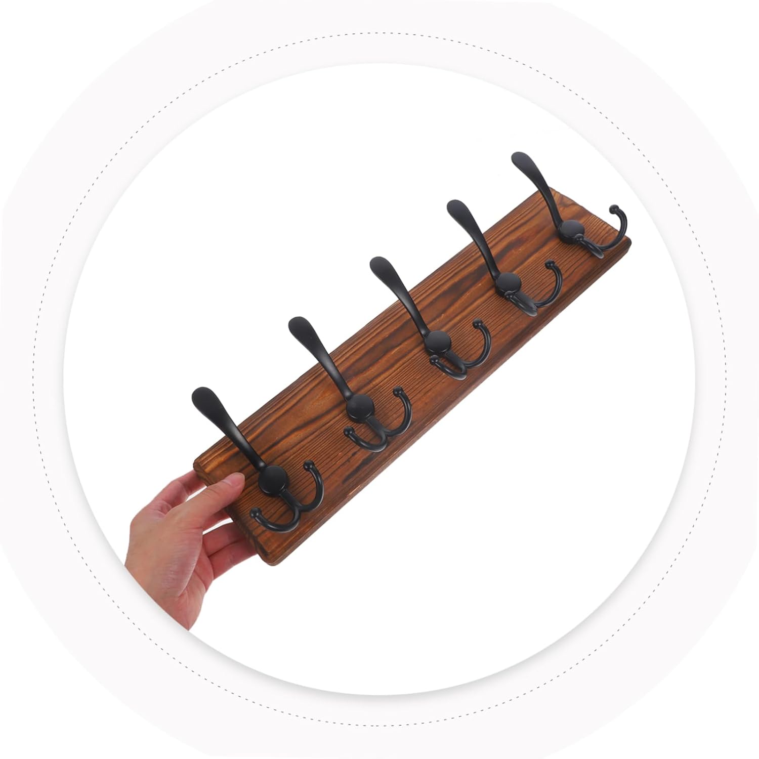 Wooden Wall Mounted Key Holder Rack Hooks Vintage Design Adjustable Size for Keys Hats and Towels
