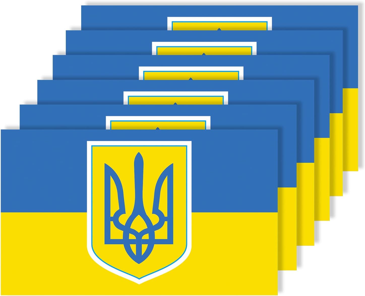 Ukraine Flag Stickers with Ukrainian Emblem, 5-Inches by 3-Inches,Waterproof Vinyl Decal for Auto Car Helmet Arm Laptop Bottle (6)