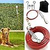 Heavy Duty Aerial Dog Tie Out Trolley System for Small to Large Dogs – 100ft Run Cable Zipline with 10ft Runner Cable Great for Yard Camping Outdoor (Red, 100 ft for one Dog up to 200 lbs)