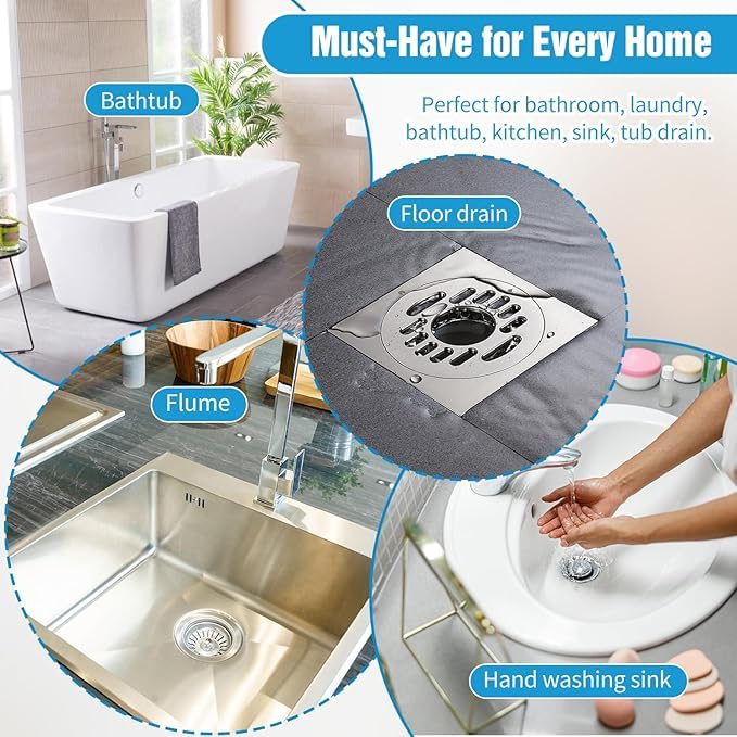 Image of Large Upgraded Drain Cover Hair Catcher (Pack of 30) Disposable Waterproof Drain Guard Mesh Stickers Drainage Jali Shower Drain Cover for Bathroom Floor Sink Bathtub (13cm x 13cm)(30)