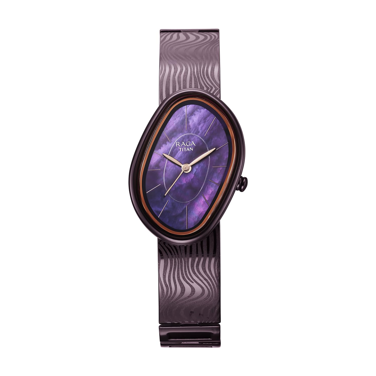 Titan Raga Sierra with Prune Dial Prune Brass Strap Watch for Women - 95390QM01-image-34