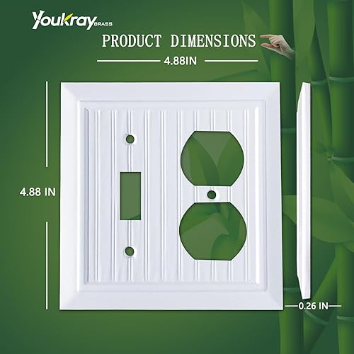 Miniatura 30 de Placas de pared clásicas de panel blanco puro, cubiertas de interruptor de luz, cubiertas de enchufes eléctricos, placas de interruptor de varias