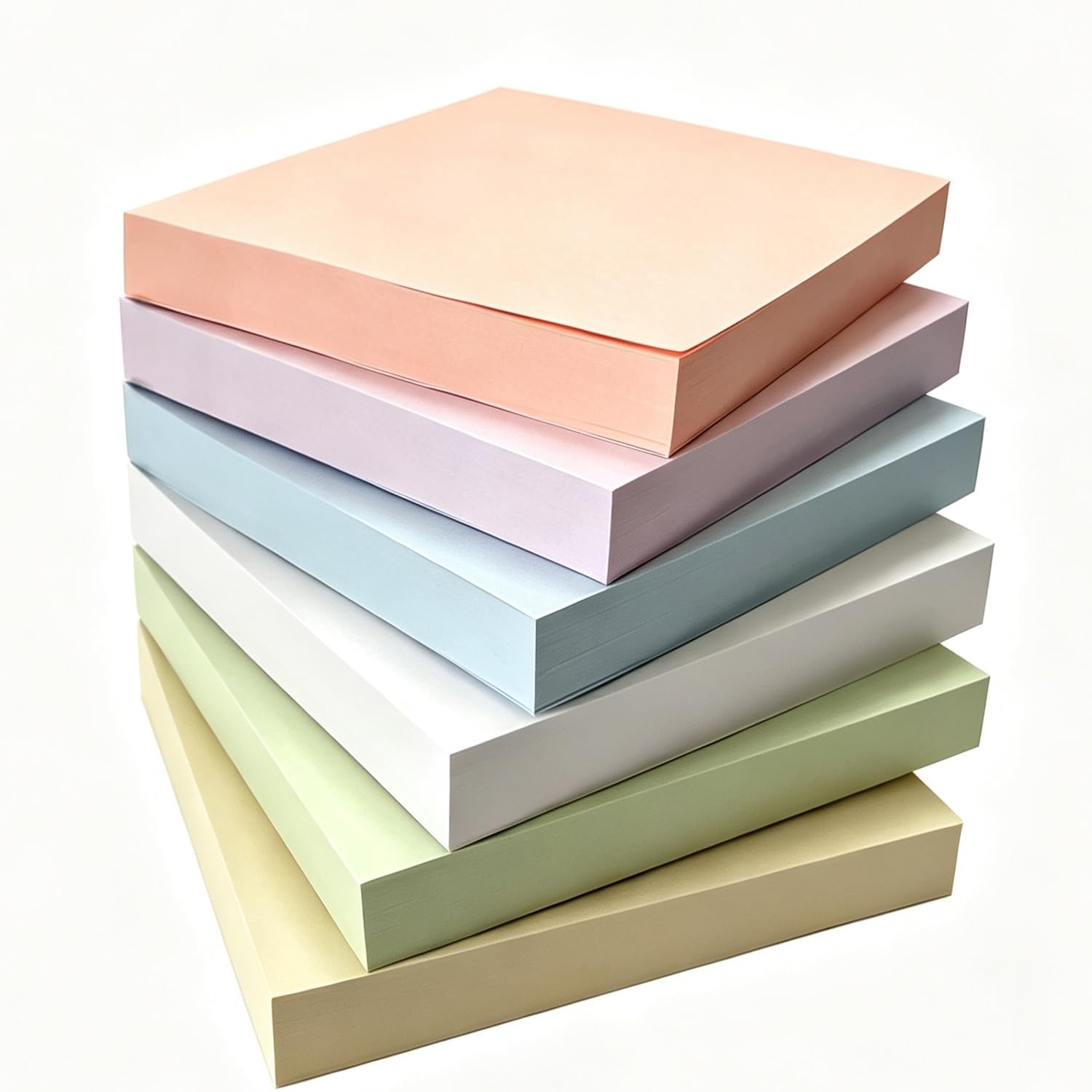 Sticky Notes 3x3 in., Soft Colors Self-Stick Pads it, Easy to Post, 6 Pads