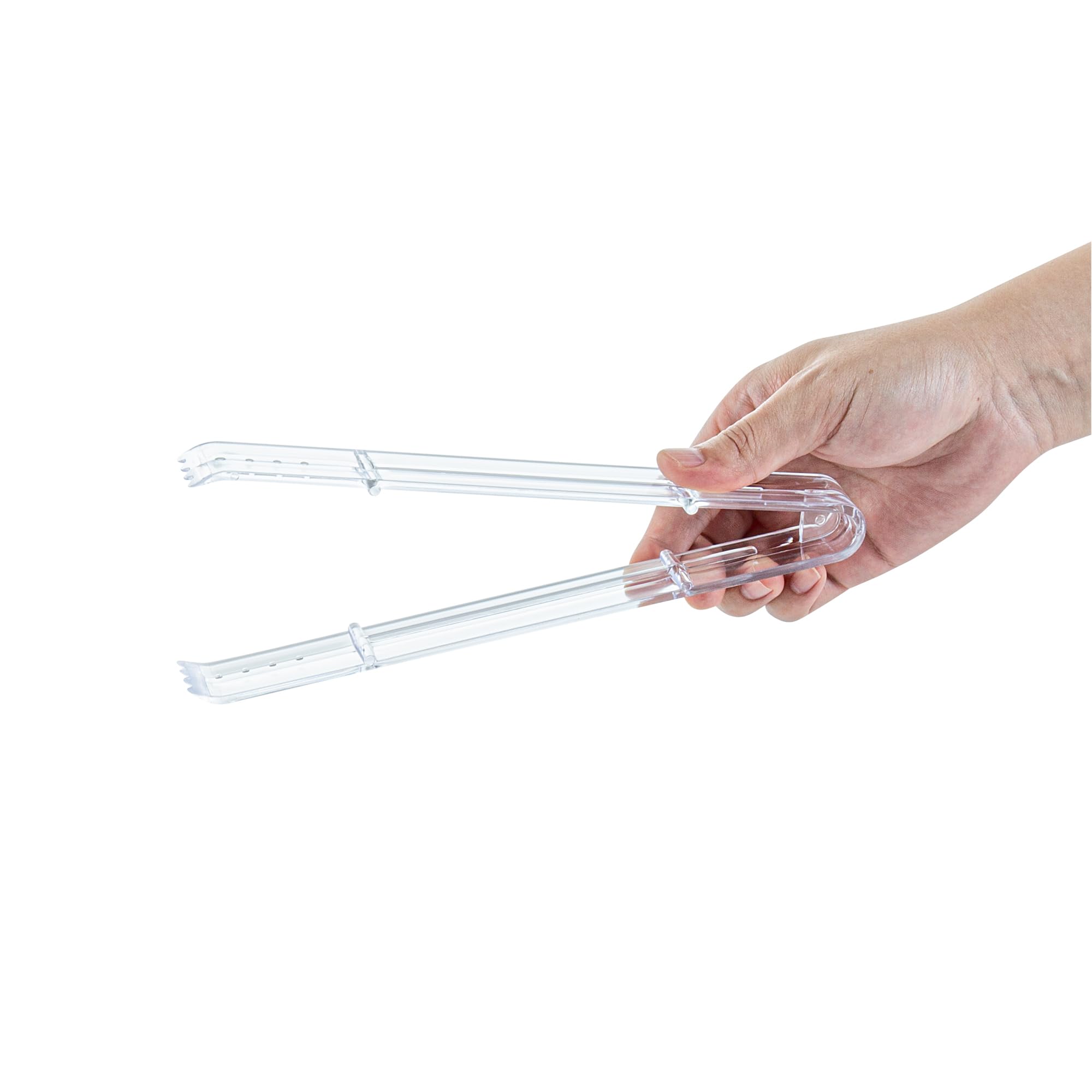 Restaurantware - Cater Tek Pinzas para servir de 9 pulgadas, 10 pinzas desechables para catering, con puntas dentadas, resistentes, pinzas de plástico transparente, mango largo, para bodas, bufés,