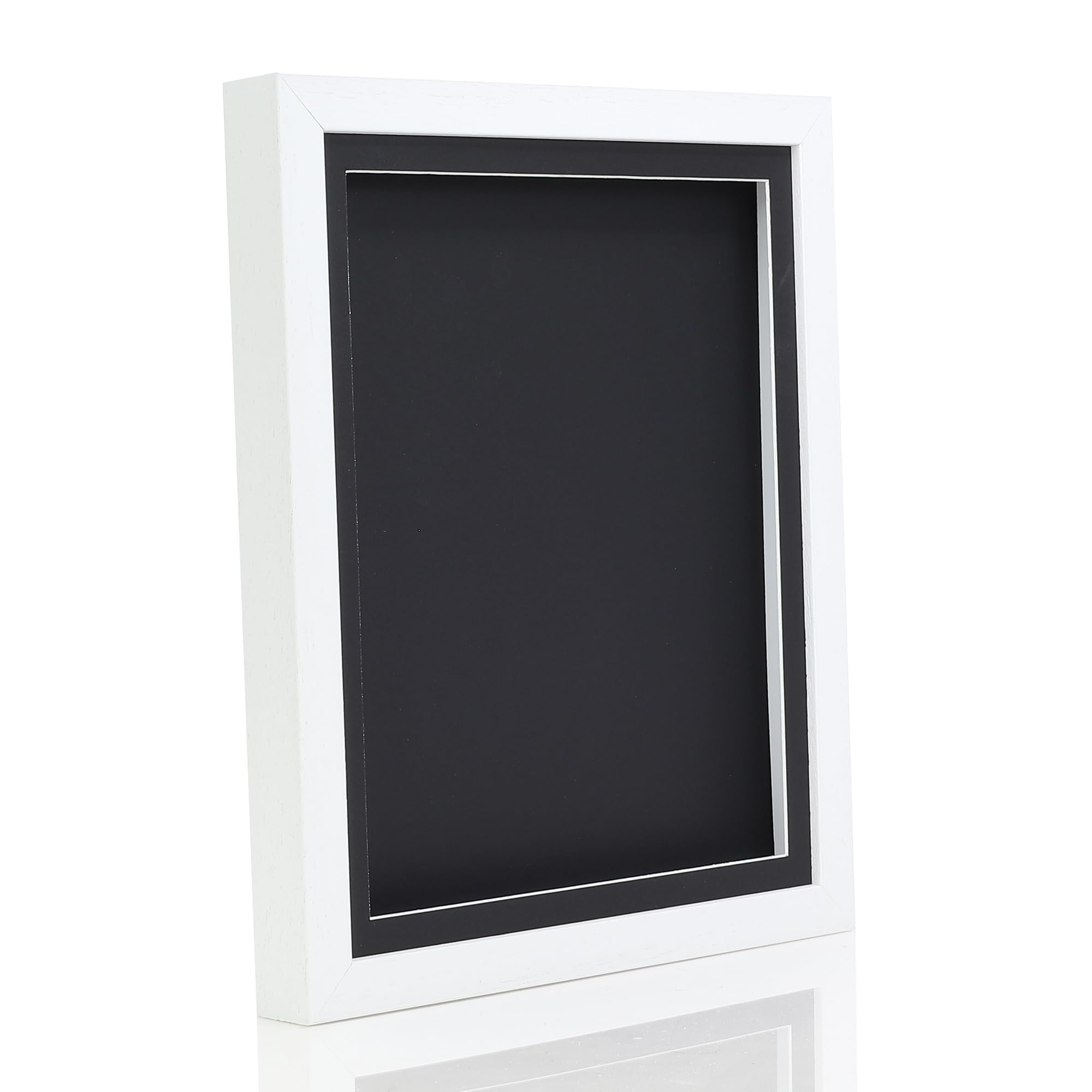 12x10" White Solid Wood 3D Deep Box Picture Frame Display Memory Box With White Mount For Medals Memorabilia Flowers etc