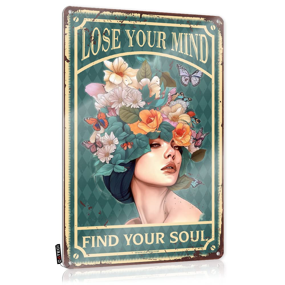 Fzfn Colour Tin Sign Soft Bath Scandinavian Lose Your Mind Find Your Soul For Cottage - Stuff For Bedroom Customizable(30X40cm)