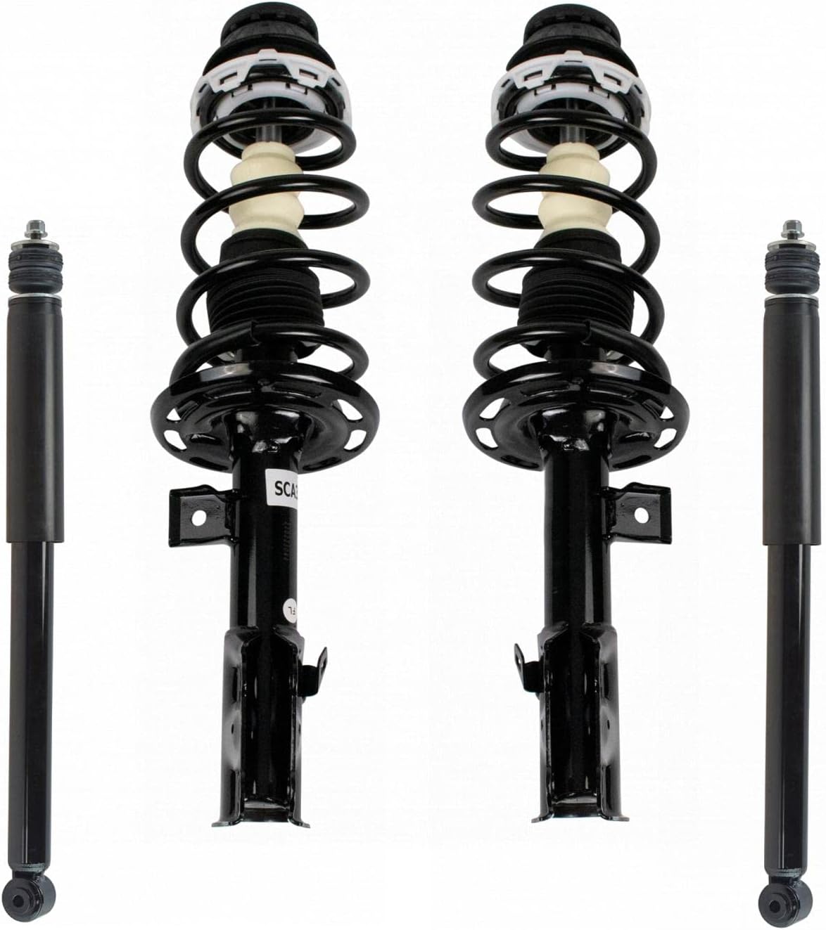 TRQ Front and Rear Complete Strut Assembly & Shock Absorber Kit Complete Strut & Coil Spring Assembly Compatible with 2007-2008 Honda Fit
