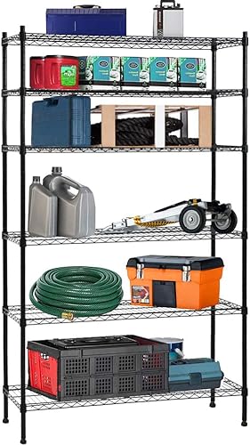 Dkeli Estantería de alambre de metal NSF - Estantería de almacenamiento de acero resistente de 6 niveles de altura ajustable, 42 pulgadas de largo x