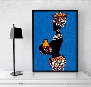 Terilizi - Quadro da parete su tela raffigurante una donna nera africana raffigurante una donna nera dipinta a mano poster salotto decorazione casa 50 x 70 cm senza cornice