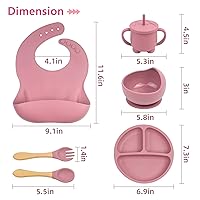 Vista 7 de Silicone Baby Feeding Set, 12Pcs Baby Led Weaning Supplies, Includes Baby Suction Bowls and Plates, Silicone Baby Bibs, Silicone Baby Cup, Silicone