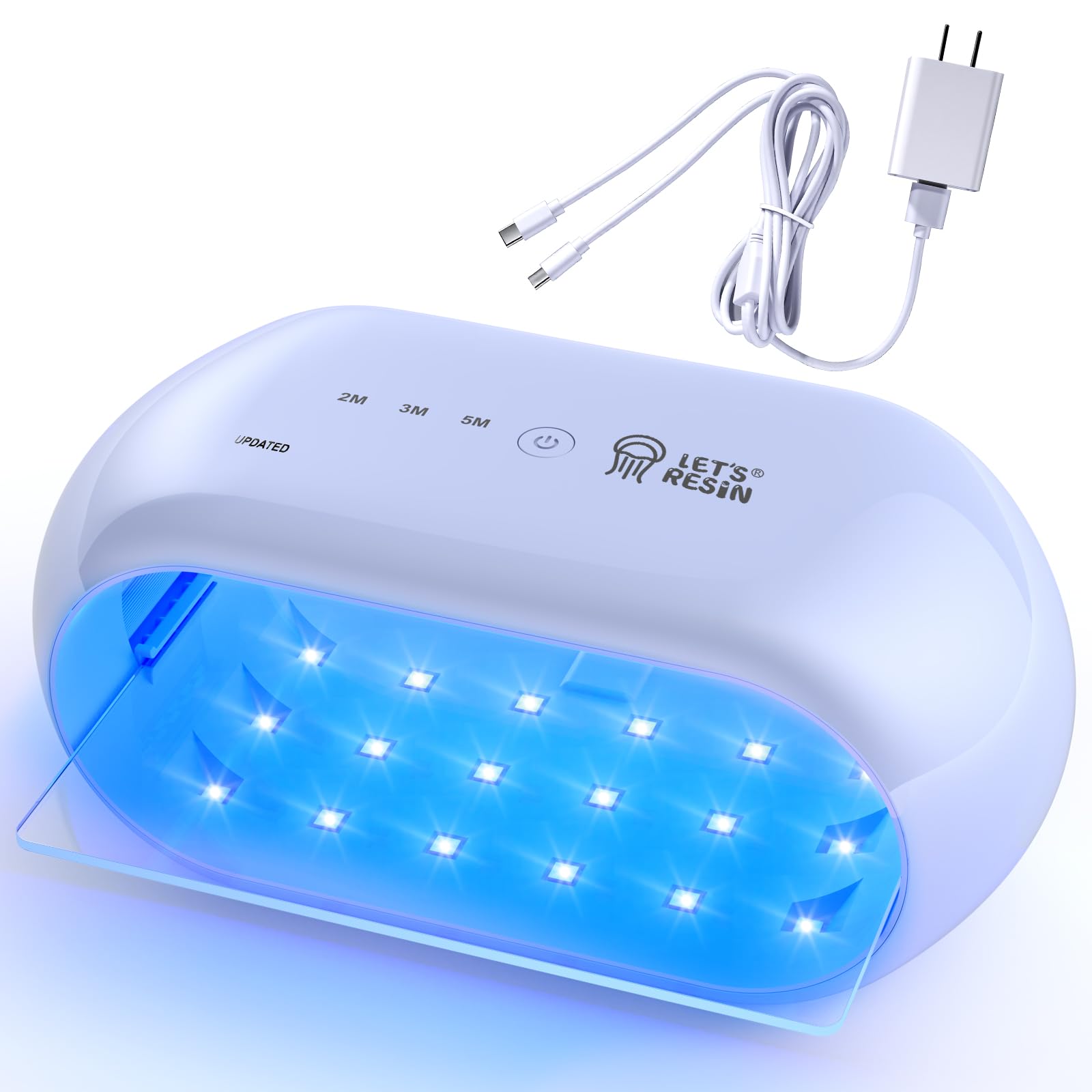 LET'S RESIN UV Light,Two-Sided Longer time Setting(2m,3m,5m) Resin Light with 36 LED Beads, Large Size UV Lamp for Resin Curing, Molds,DIY Craft Decor(Own Design Patent) Blue