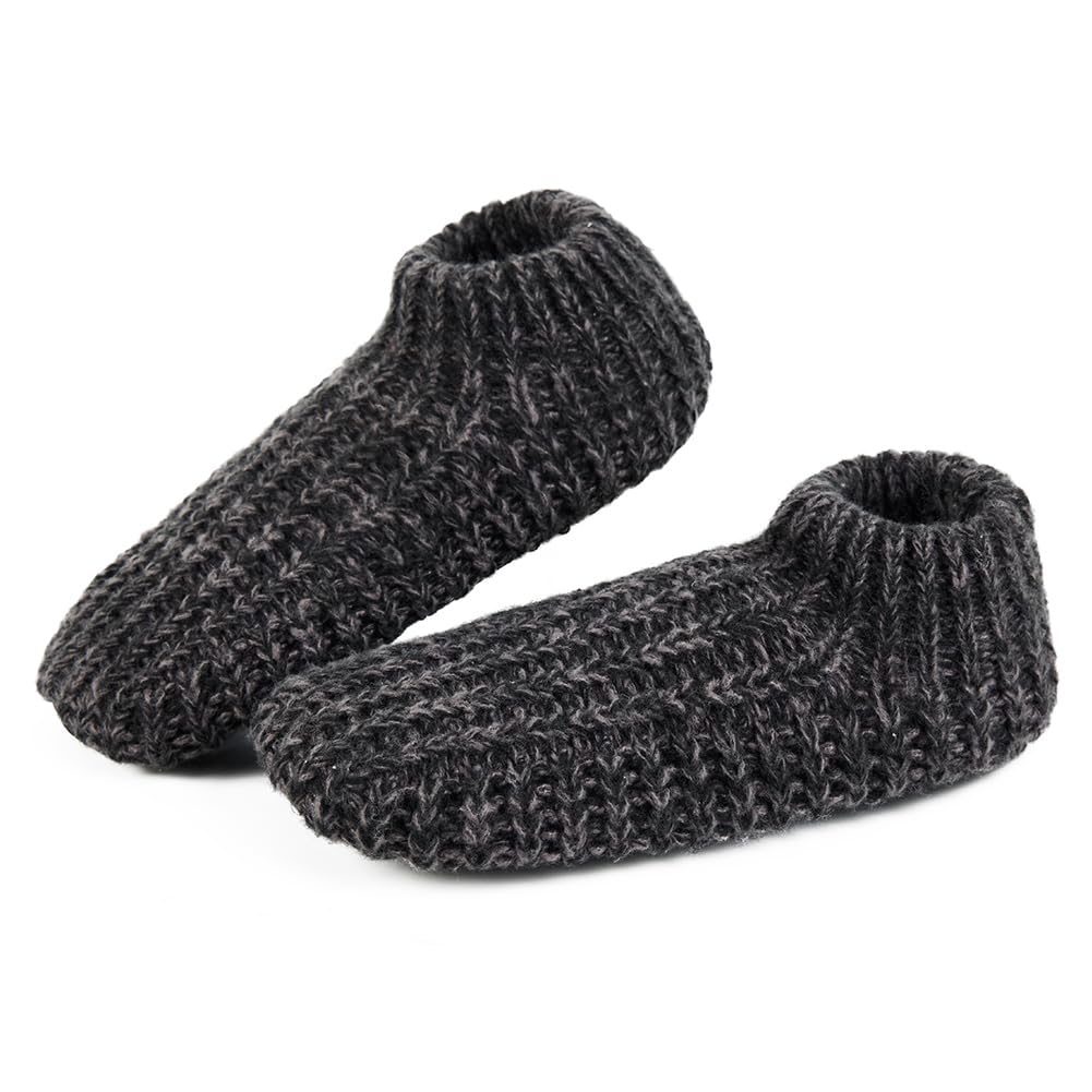LEMZONE Men's Cozy Slipper Socks with Grippers Winter Soft Sole Sock Shoes