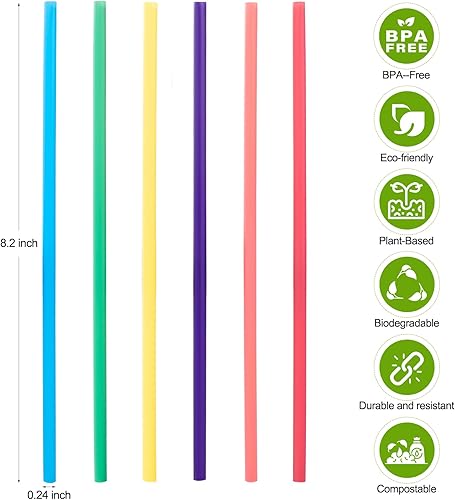 Miniatura 2 de Pajitas coloridas desechables biodegradables compostables  Pajitas de ácido poliláctico a base de plantas para jugo, café, cóctel, bebidas frías