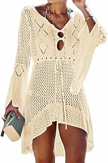 Jinsha Mujer Vestido Punto Traje Ropa de Playa Camiseta Pareos Cover ups Kimono Bikini Baño Sexy Largo Suelto Suave Cómodo...