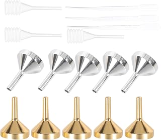 Uonlytech Mini Metal Funnels for Filling Perfume Bottles and Spices with Spring and Plastic Droppers Reusable Small Funnels for Liquid and Powder Transferring Home Accessories