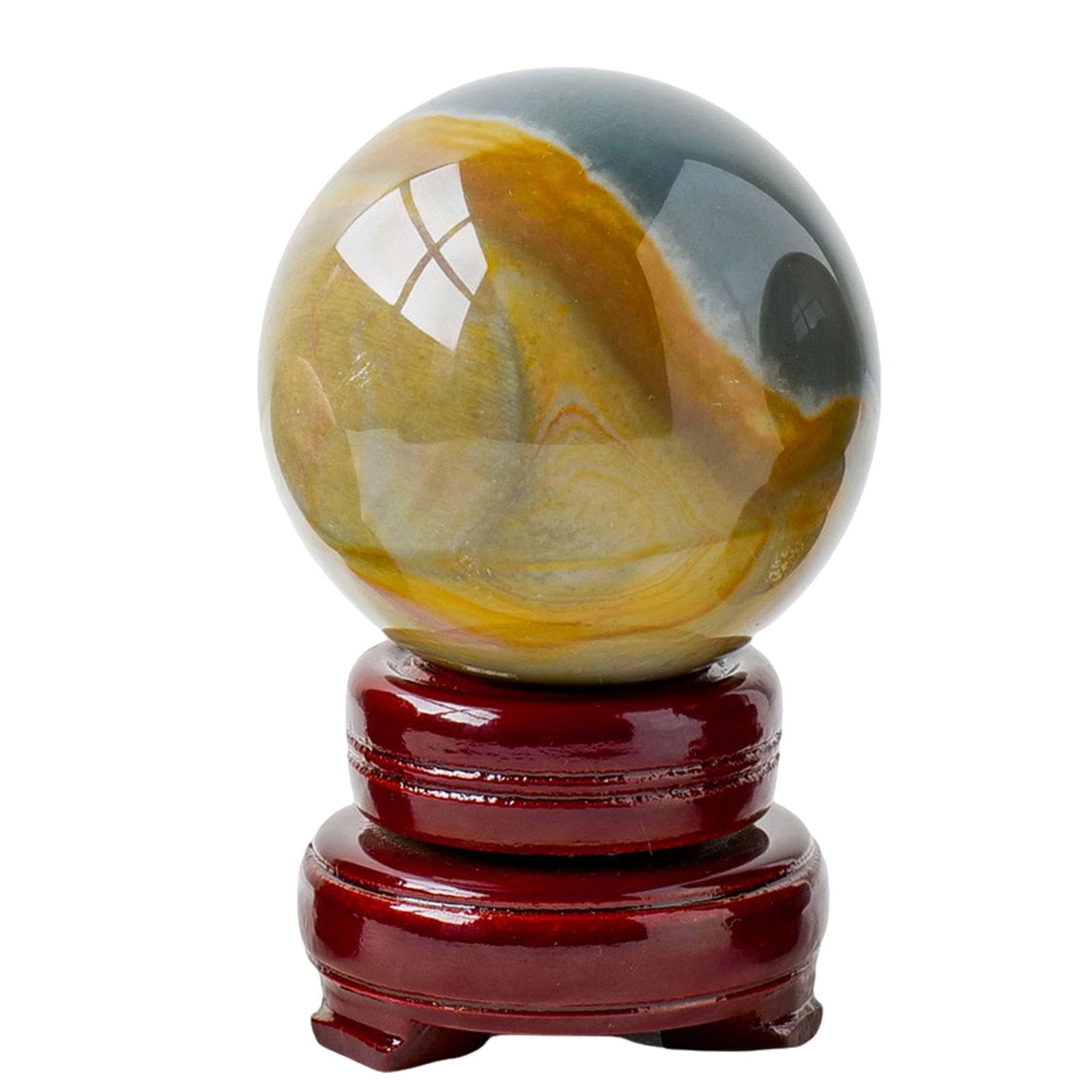 AARTERZZA Crystal Ocean Stone Ball Raw Polished Jasper Desktop Purification Ornaments,2.4" Dia