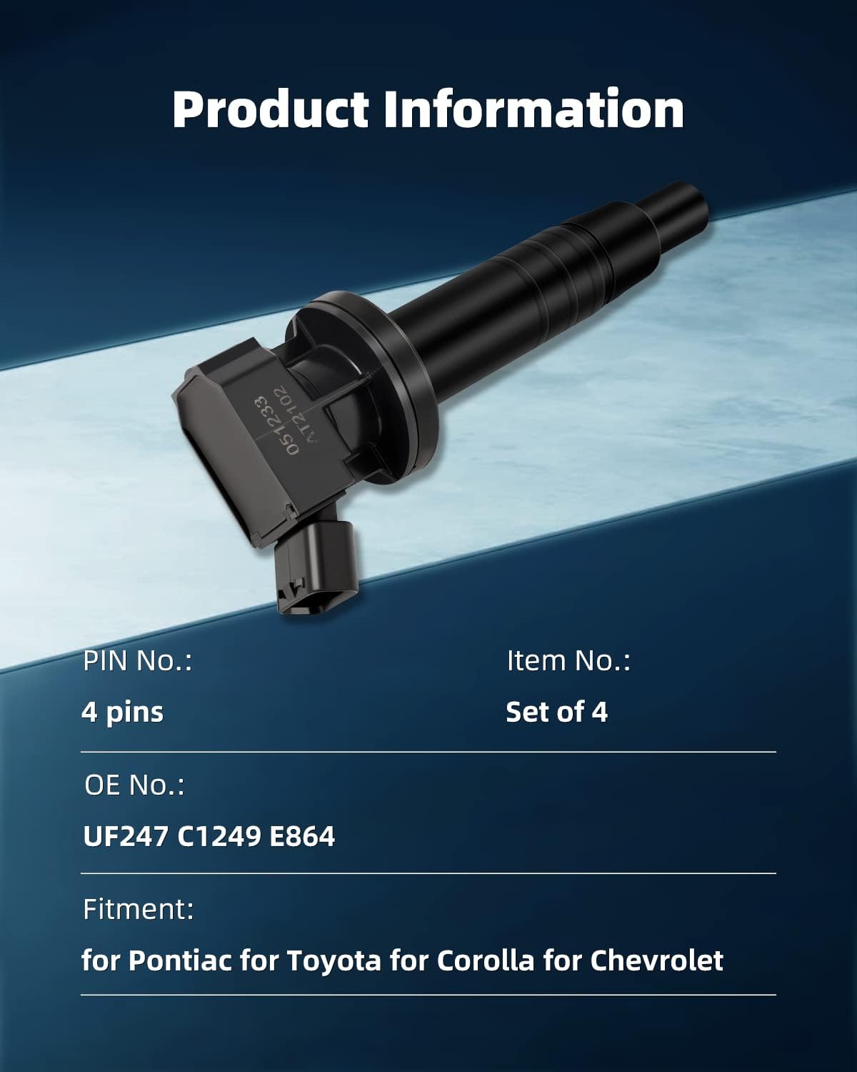 ECCPP Ignition Coil Pack of 4 UF247,for Toyota MR2 Spyder 1.8L 2000-2005,for Toyota Matrix 1.8L 2003-2008,for Toyota,for Corolla 1.8L 2000-2008 UF247