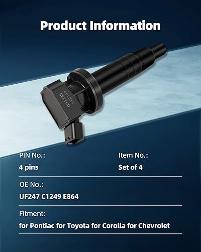 Miniatura 3 de ECCPP bobinas de ignición para Toyota Corolla, Celica, Chevy compatible con uf247 C1249 uf315 (paquete de 4)