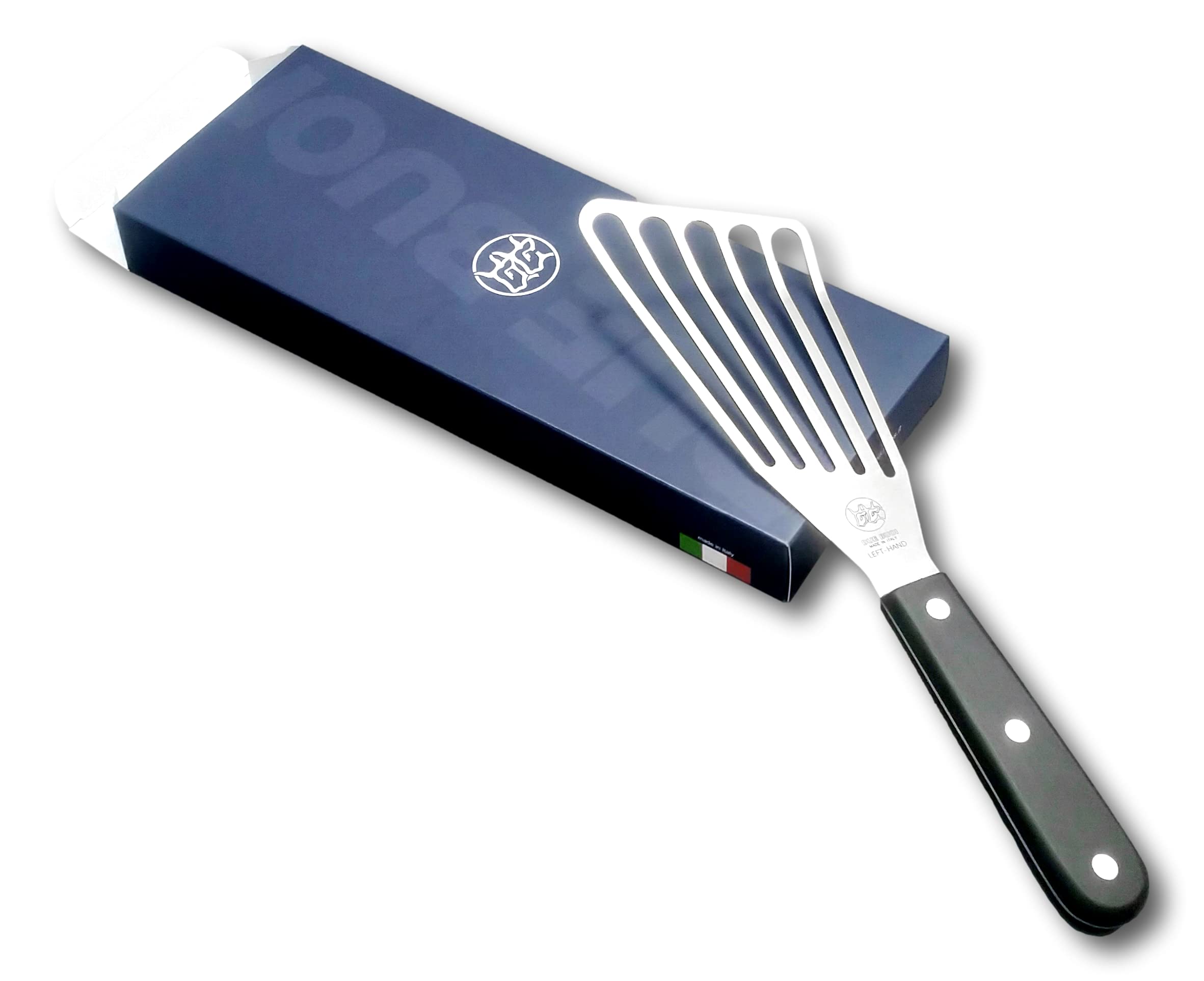 DUE BUOI Pfannenwender, flexibel, für Linkshänder, Maße: 7,6 x 15,2 cm, Restaurant, professionelle Qualität, Grillpfanne für Küche, Grill, Fischbraten, ICQ-geprüft