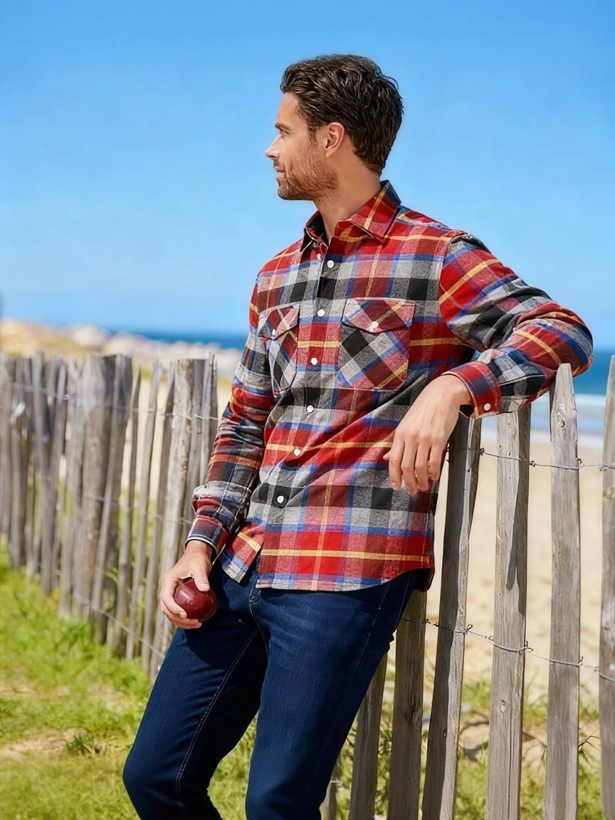 Isle Bay Linens Men's Flannel Shirt Long Sleeve - Image 3