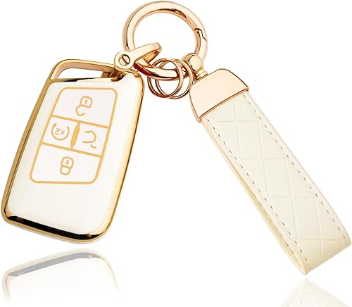 OLLEN Funda para llavero con llavero, apta para Volkswagen VW Jetta Tiguan Passat Golf Atlas Alltrack Arteon Taos, etc., funda de protección