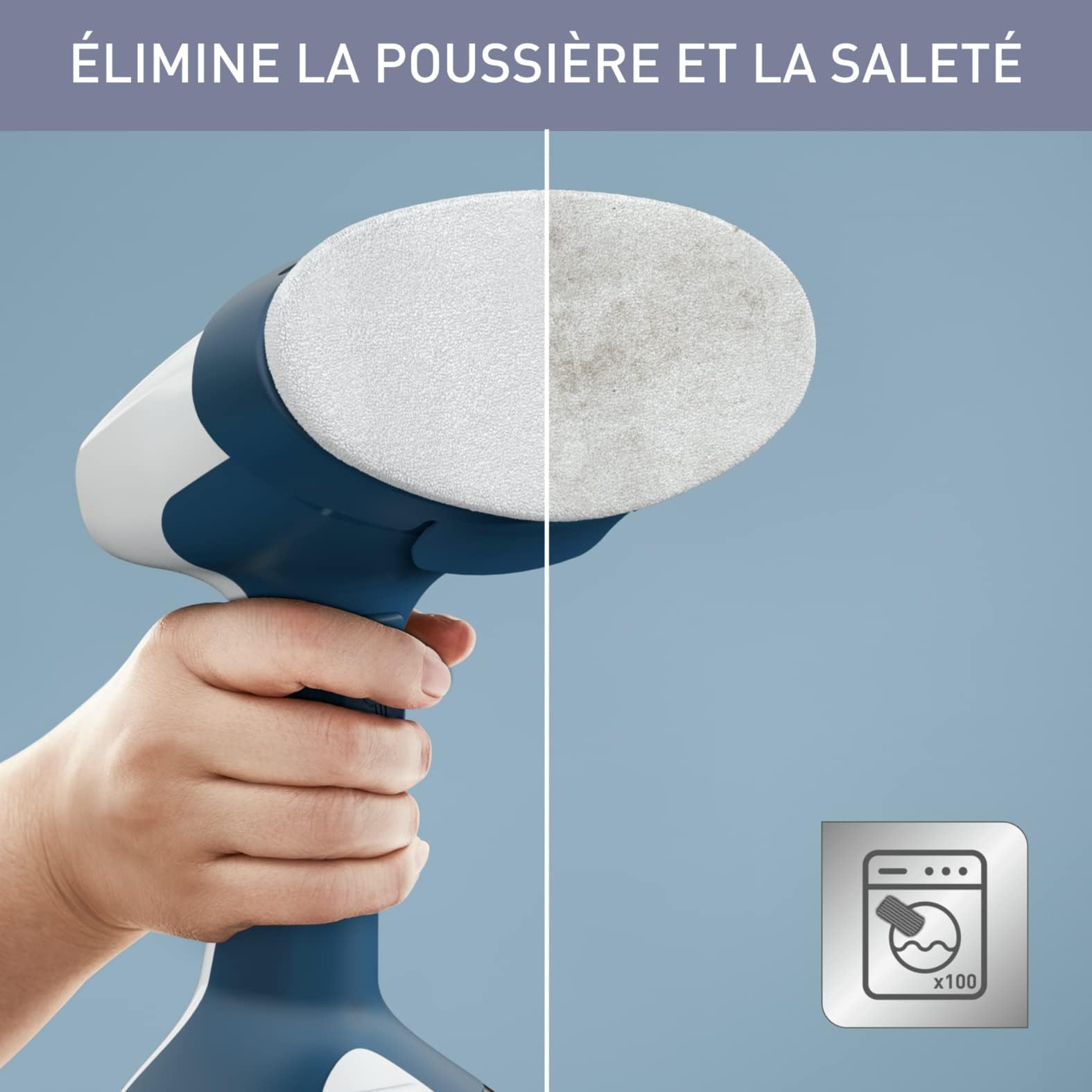 Calor Access Steam Easy Défroisseur vapeur, 1400 W, Débit vapeur 25 g/min, Temps de chauffe 15 secondes, Brosses microfibre anti-poussière, tissus épais, tissus délicats, Crochet porte, Bleu DT7170C0