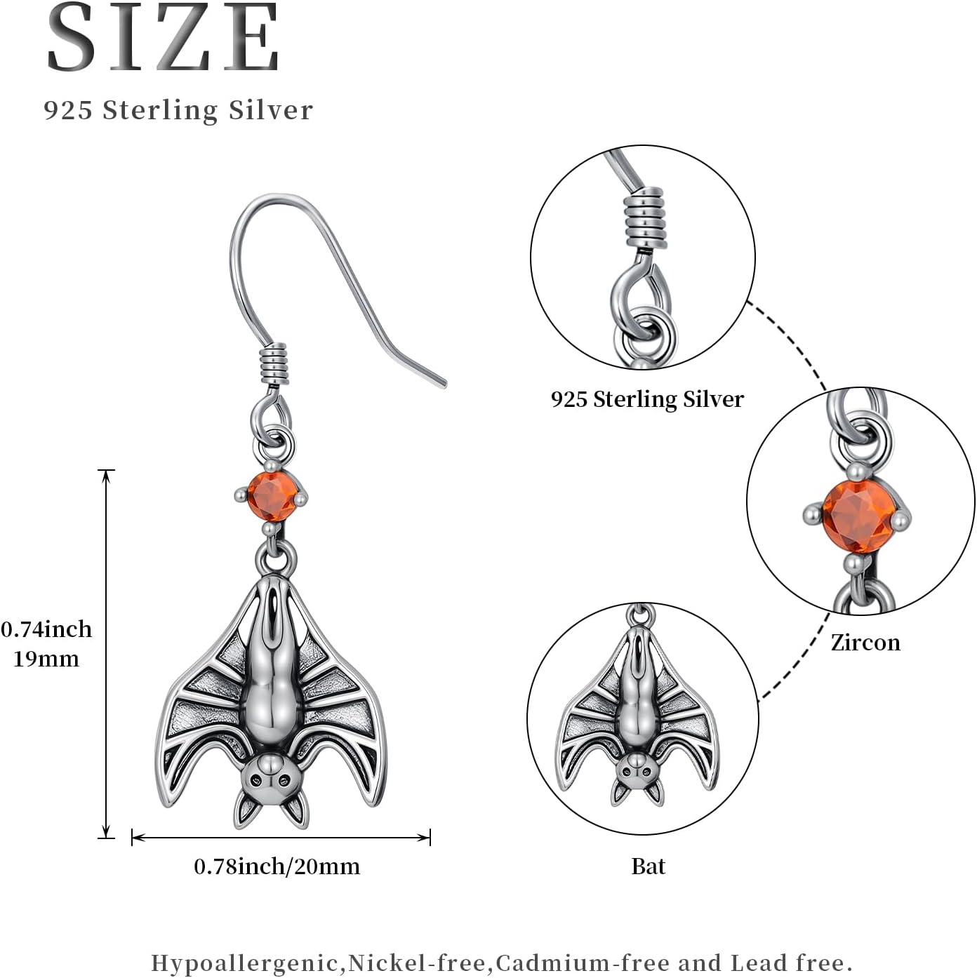Sterling Silver Halloween Dangle Drop Earrings - Cute Halloween Jewelry Gifts for Daughter