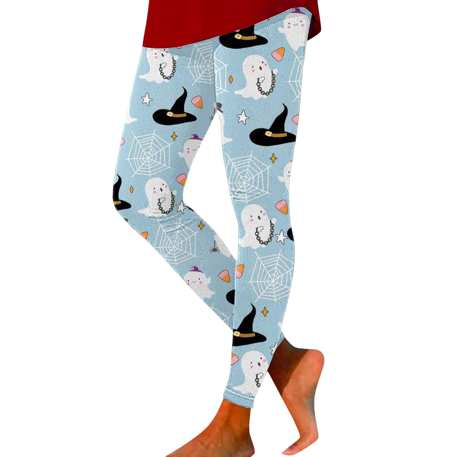 GenericWomen's Halloween Costume Print Stretch Leggings Stretch High Print Pants Holiday Tights Plus Size Clown Pants