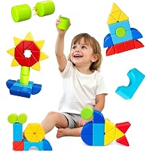 Pairez Toys Magnetic Blocks for Kids, Large Magnet Stacking Blocks with Multiple 3D Shapes, Montessori & Sensory Learning Toys, Magnetic Building Toys for Boys & Girls Ages 4-8 24PCS
