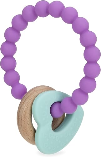 Nuby Silicone and Wood Teething Bracelet, Assorted Colours