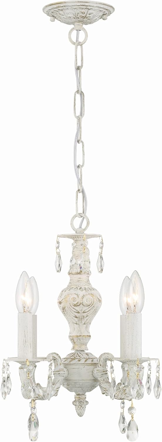 Crystorama Paris Market 4 Light Clear Crystal Antique White Mini Chandelier