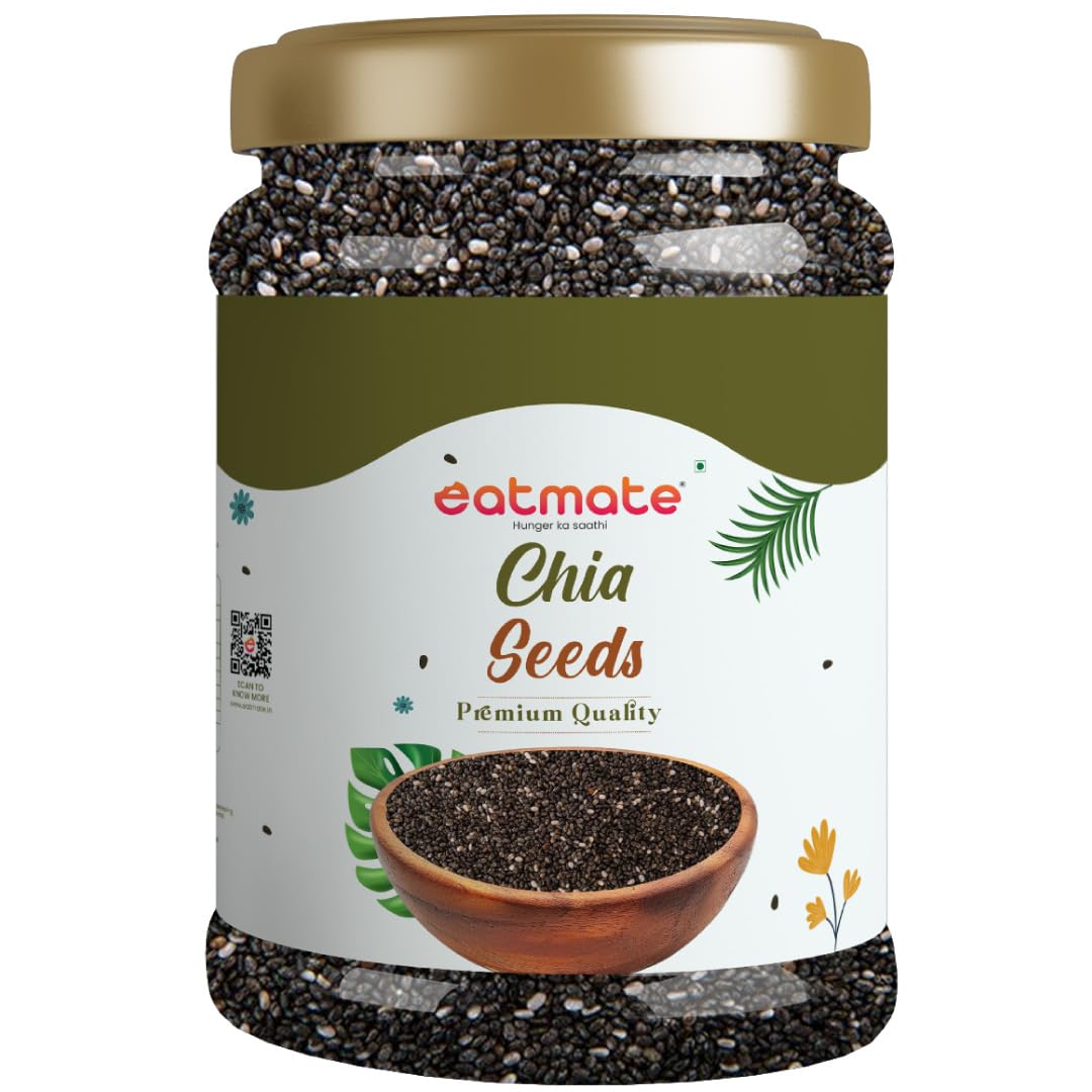 Eatmate Chia Seeds, Natural Superfood Seeds 250 Grams for Weight Management | Rich in Calcium, Protein & Fibre | Beat the Heat | 100% Clean Chia Seeds for Eating | Antioxidant Rich Seeds