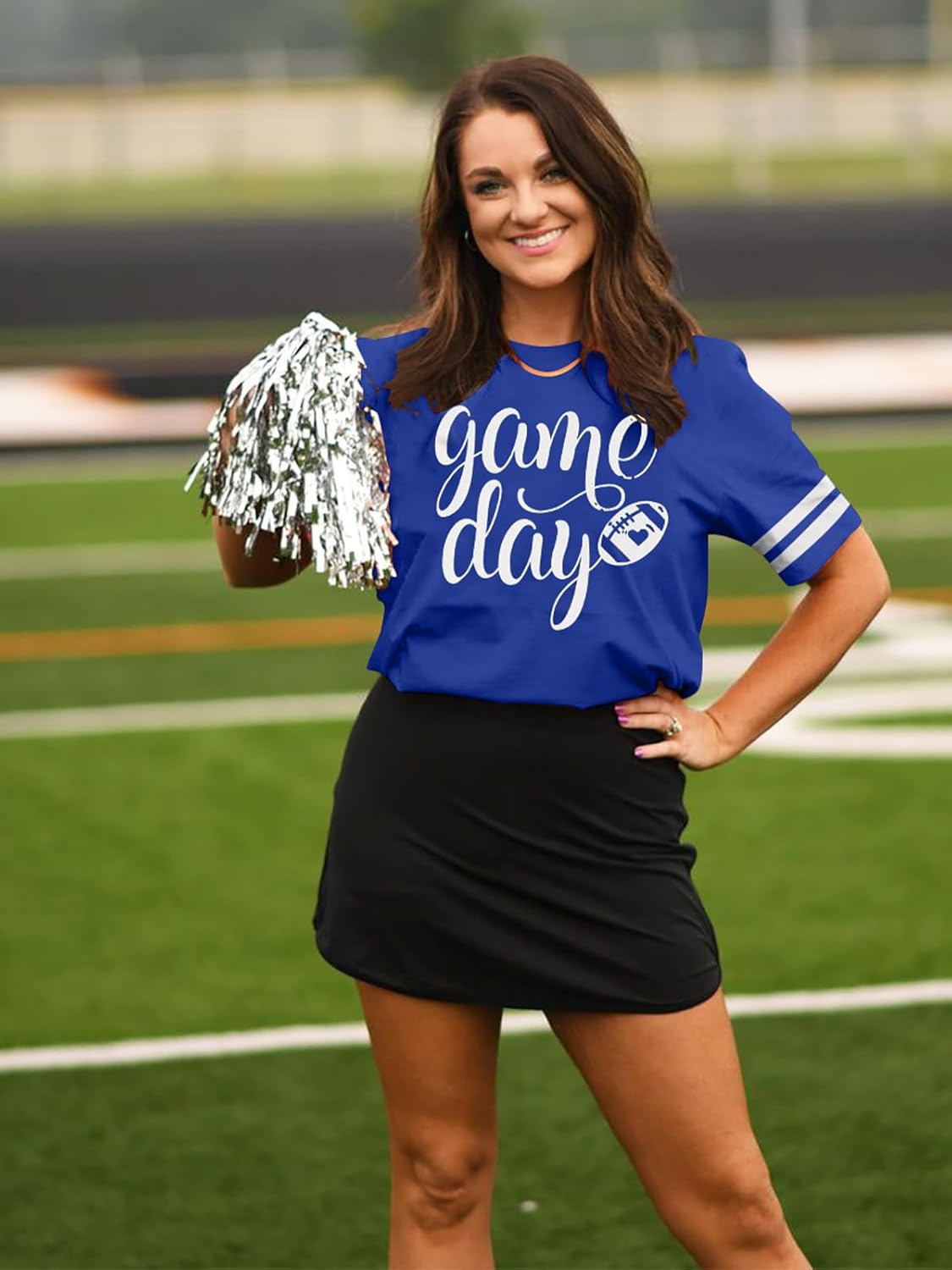 Game Day T Shirts Women Football Graphic Tee Funny Cute Competition Tshirt Casual Short Sleeve Tee Tops - Image 3