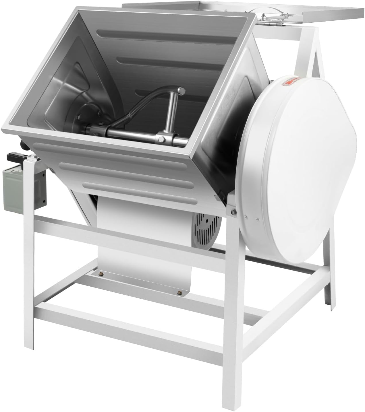 30QT Commercial Dough Mixer Flour Mixing Machine, 1500W 110V Heavy Duty Pizza Dough Mixer with 90° Mixing Container, Electric Dough Mixer Flour-Mixing Machine For Restaurants Processing Factories