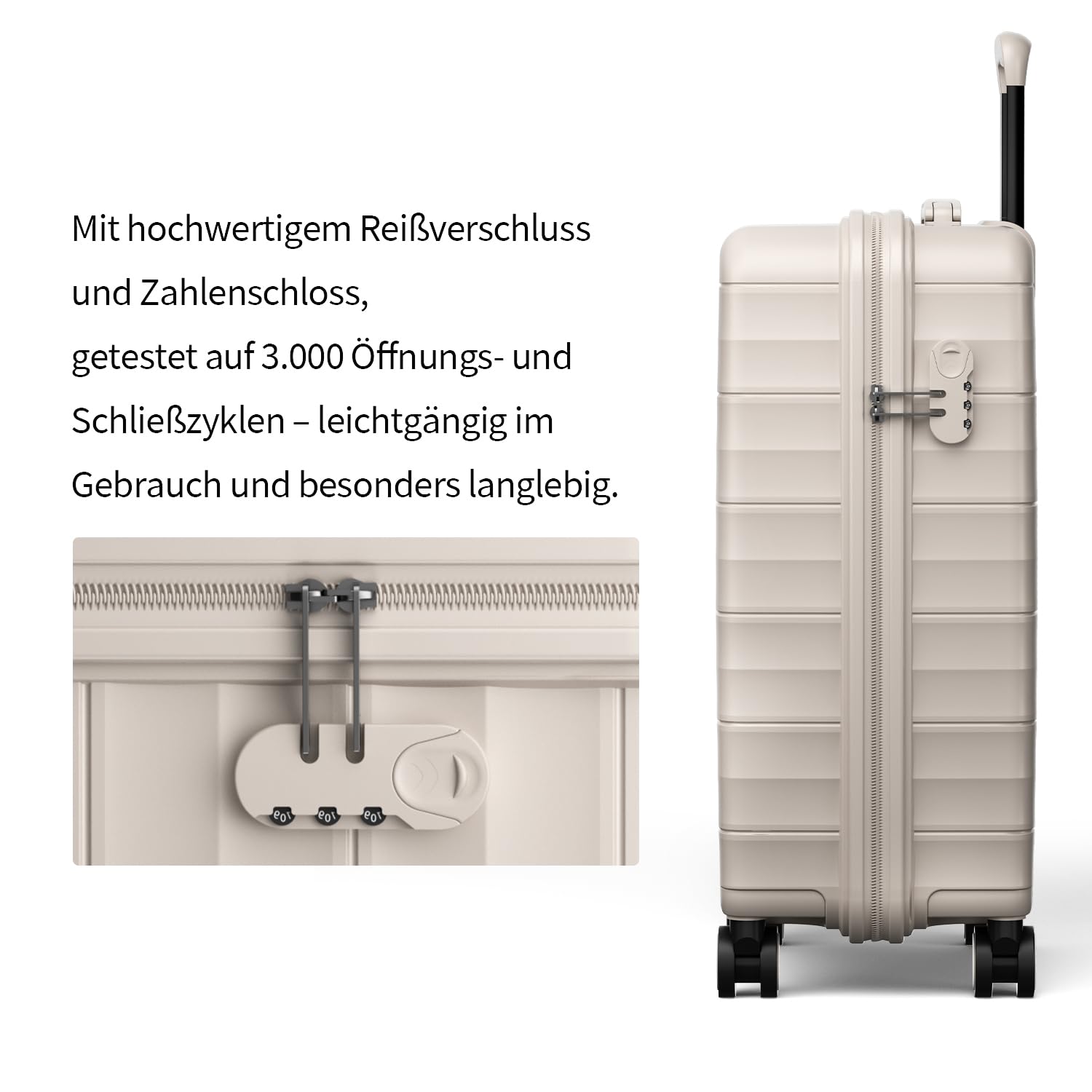 Mariner Handgepäck Koffer 55x31x21cm Hartschalenkoffer PP Leicht Trolleys 4 Rollen Zahlenschloss Dünengrau