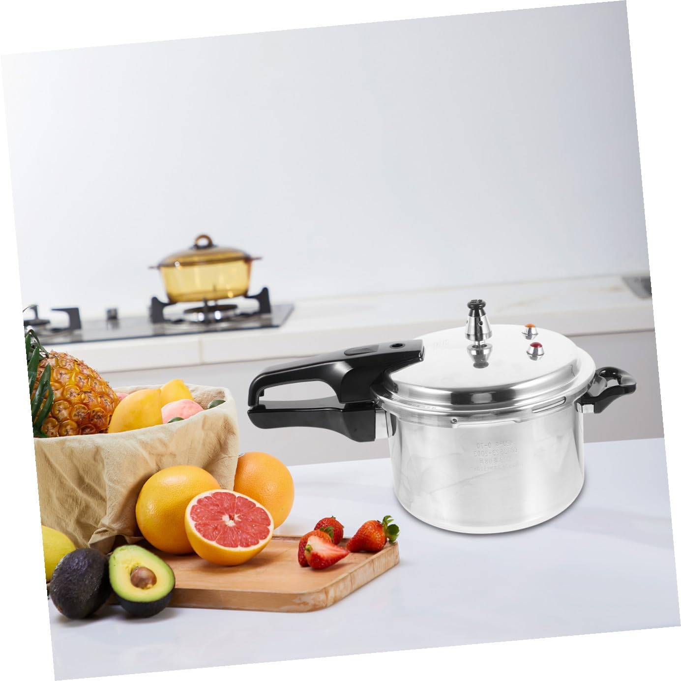 Angoily High Pressure Cooker Aluminum Alloy Polished Base Stove Top Pressure Pot for Gas and Induction Stoves Compact Household Kitchen Accessory with Ergonomic Handle for Quick and